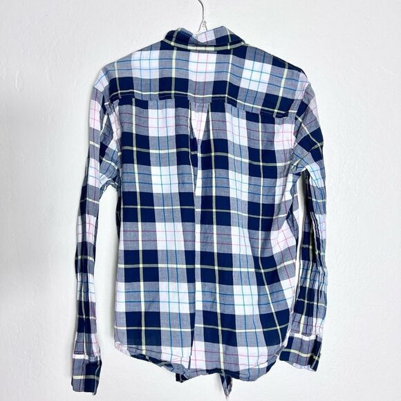 Equipment Tie Front Plaid Long Sleeve Size Small - Picture 4 of 5